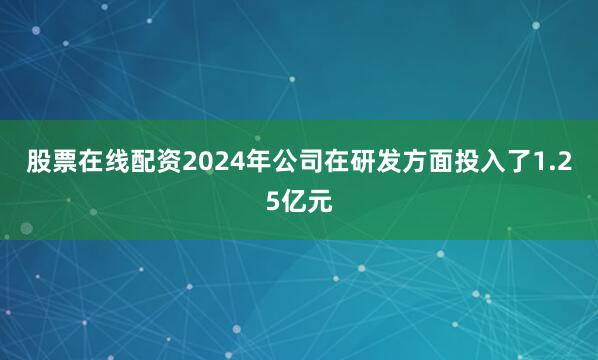 股票在线配资2024年公司在研发方面投入了1.25亿元
